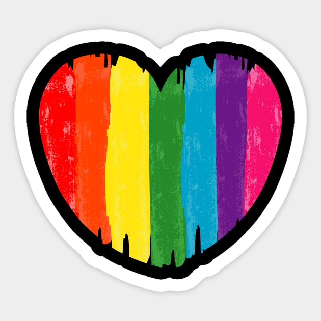 Rainbow Heart Lgbt Button Badge Sticker by QQdesigns